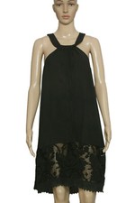 Free People Cut It Out Dobby Pattern Sleeveless Summer Black Tunic Dress New M