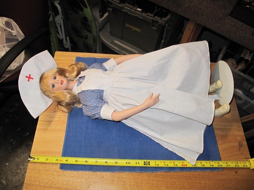 Vintage Old Nurse Uniform Doll Blonde Hair - Picture 5 of 5