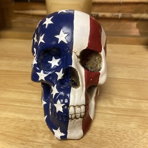 american flag Resin skull