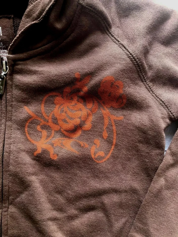 全新 O'Neill 女孩/孩子 硬摇滚 连帽拉链运动衫 可可(瑕疵)- XL (14) — 第 2/4 张图片