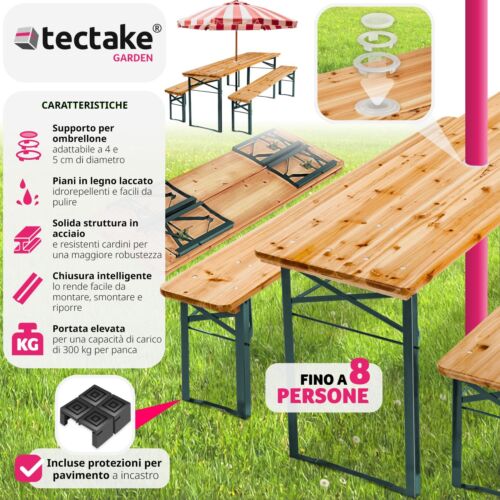 Serie Tenda da Birra Tavolo da Birra pieghevole con supporto ombrellone - Foto 2 di 12