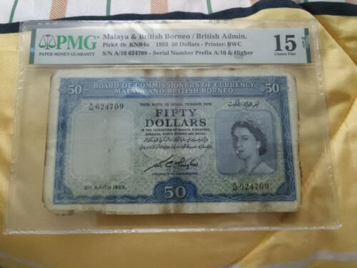 $50 Malaysia MALAYA British 1953 Year PMG 15 - Picture 1 of 4