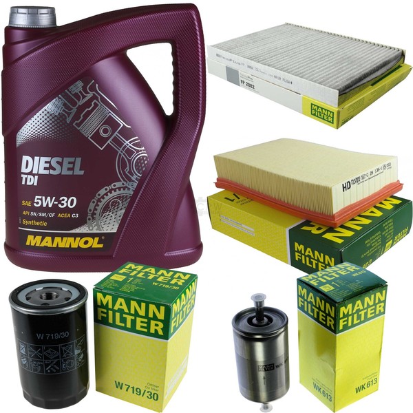 Mann Inspektionspaket 5L Mannol Diesel Tdi 5W-30 FüR Seat Cordoba 1.6I 1.8I-image