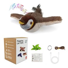 Interactive Chirping Bird Cat Toys with Flapping Wings,New Flying Birds Cats ...