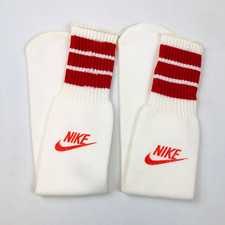 Vintage Nike White Tube Socks Three Red Stripes with Swoosh