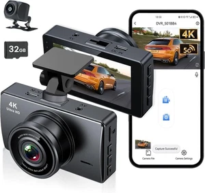 Dash Cam Front and Rear Camera for Cars 4K+1080 Dashcam Built-in WiFi APP CNTRL