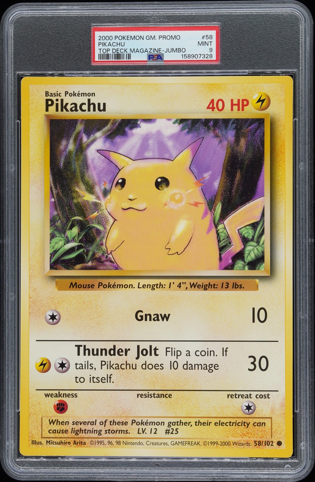 2000 POKEMON GAME PROMO TOP DECK MAGAZINE-JUMBO #58 PIKACHU PSA 9