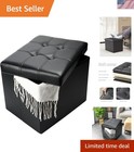 Storage Ottoman Folding Foot Stool with Thicker Foam Small Leather Bench
