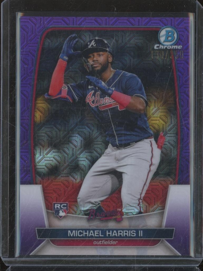 2023 Bowman Chrome MICHAEL HARRIS II #76 Purple Mojo Refractor /250 Braves JA209