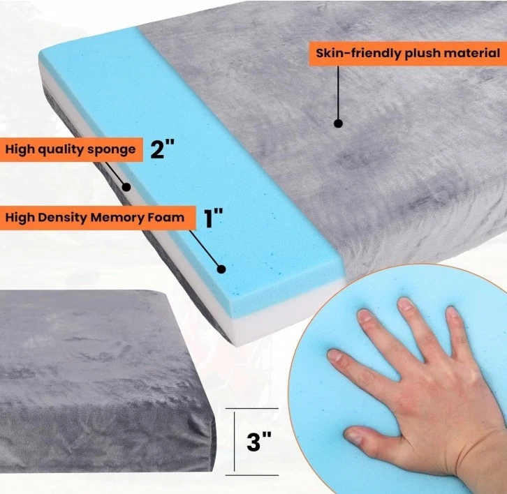 Colchão de acampamento completo 75x54x3 espuma com memória almofada de dormir cama portátil - Imagem 4 de 4