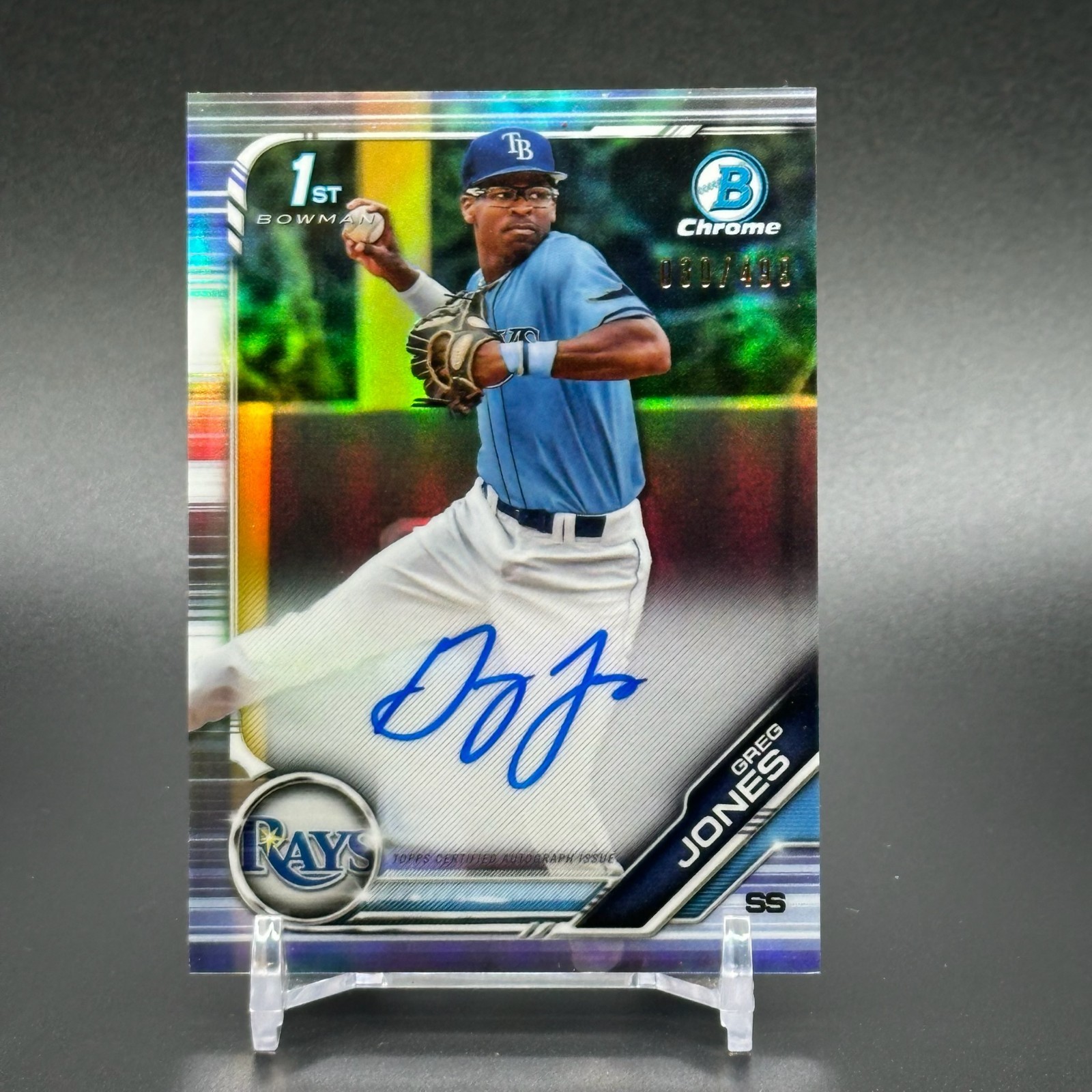 2019 Bowman Chrome Greg Jones #'d /499 Auto 1st #CDA-GJ - Rays / White Sox RC