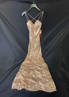 Prom Wedding Mother of the bride May Queen Gold Sequin couture dress. Size 6