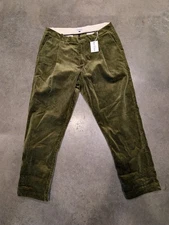 House of St. Clair Corktown Pleat Trouser Pants Mouse Cord Green Velvet 36 Size