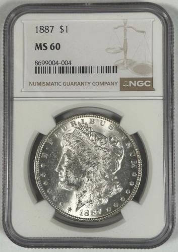 1887 Morgan Silver $1 Dollar Coin NGC MS 60