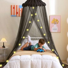 Boys Bed Canopy with Stars Lights, Kids Canopy Bed Curtains for Twin, Full, Q...
