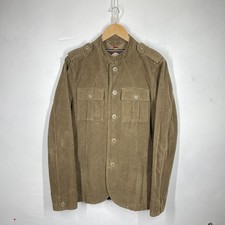 Pretty Green Corduroy Jacket Mens M Khaki Military Utility Lennon Oasis Mod Retr