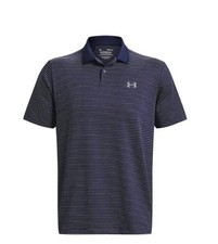 UNDER ARMOUR Men  s Polo Shirt Matchplay Striped Navy Blue Sz:2XL NWT