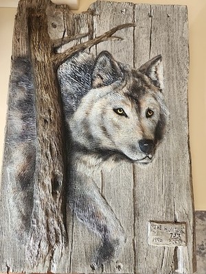 ''The Hunter'' Wolf Relief Wall Art by Dana Northern Expressions  Ltd Edition 1996