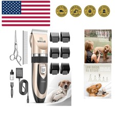 Dog Clipper Low Noise, Dog Grooming Kit with Rechargeable, Pet Shaver Cordles...