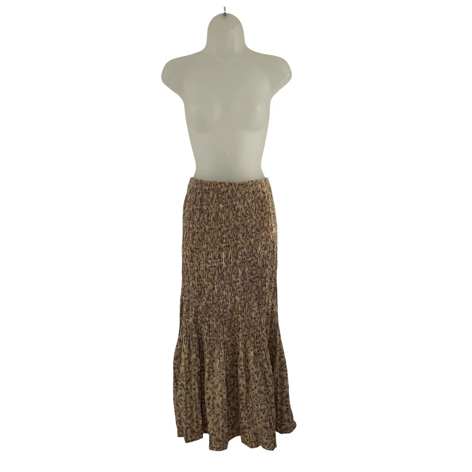 Falda Larga Uniqlo Ines de la Fressange Twist Plisada Mujer Pequeña Beige Paisley Foto 2 de 4