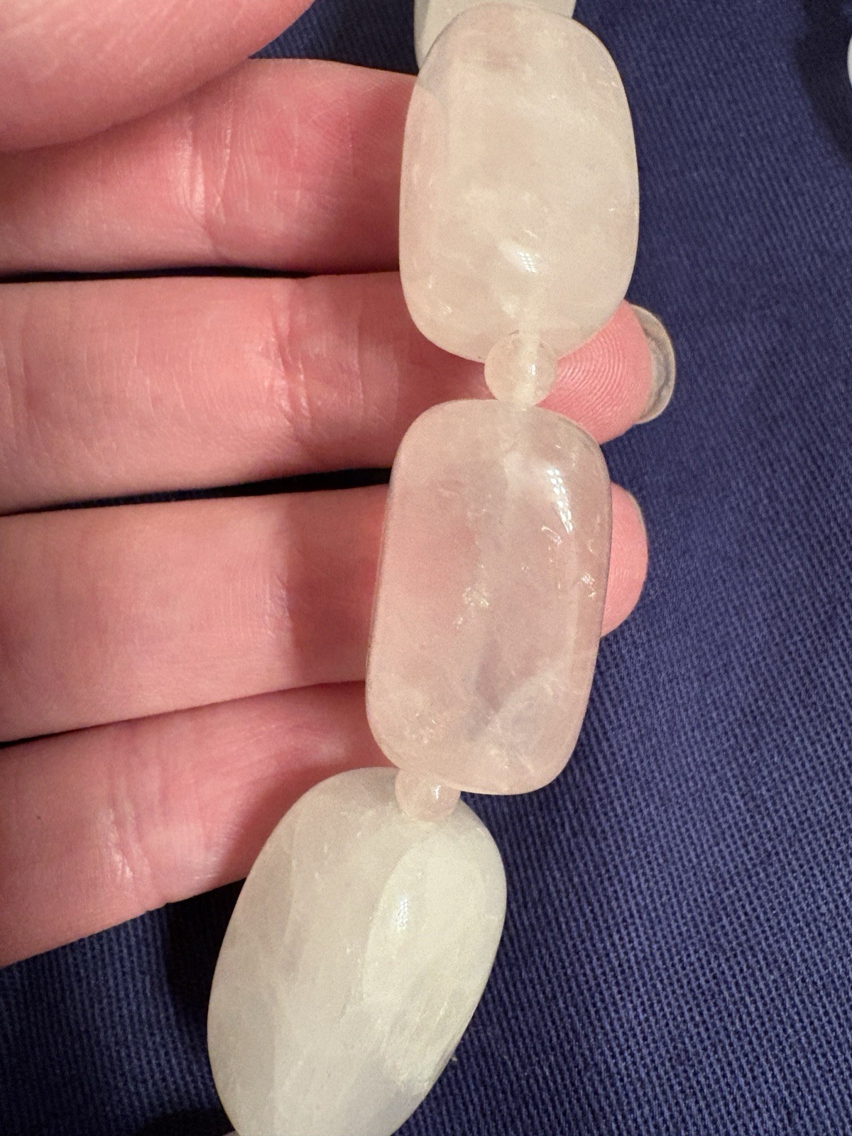 Natural Pink Quartz Rectangular Beaded Necklace 2… - image 5