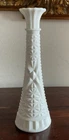Lovely Vintage Anchor Hocking Opaque white glass Vase ‘stars And Bars’ - 23 Cm