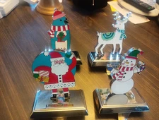 Foir Enamel And Chrome Christmas Stocking Holders