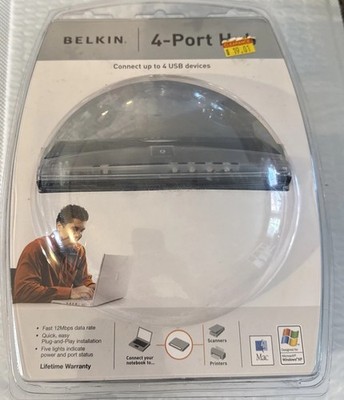 Belkin USB 4-Port Hub F5U021v for Gaming Keyboard, Desktops, Printers, Mouse New