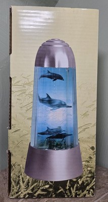 Vintage 1994 Rabbit Tanaka Motion Lamp Swimming Dolphins Rotating