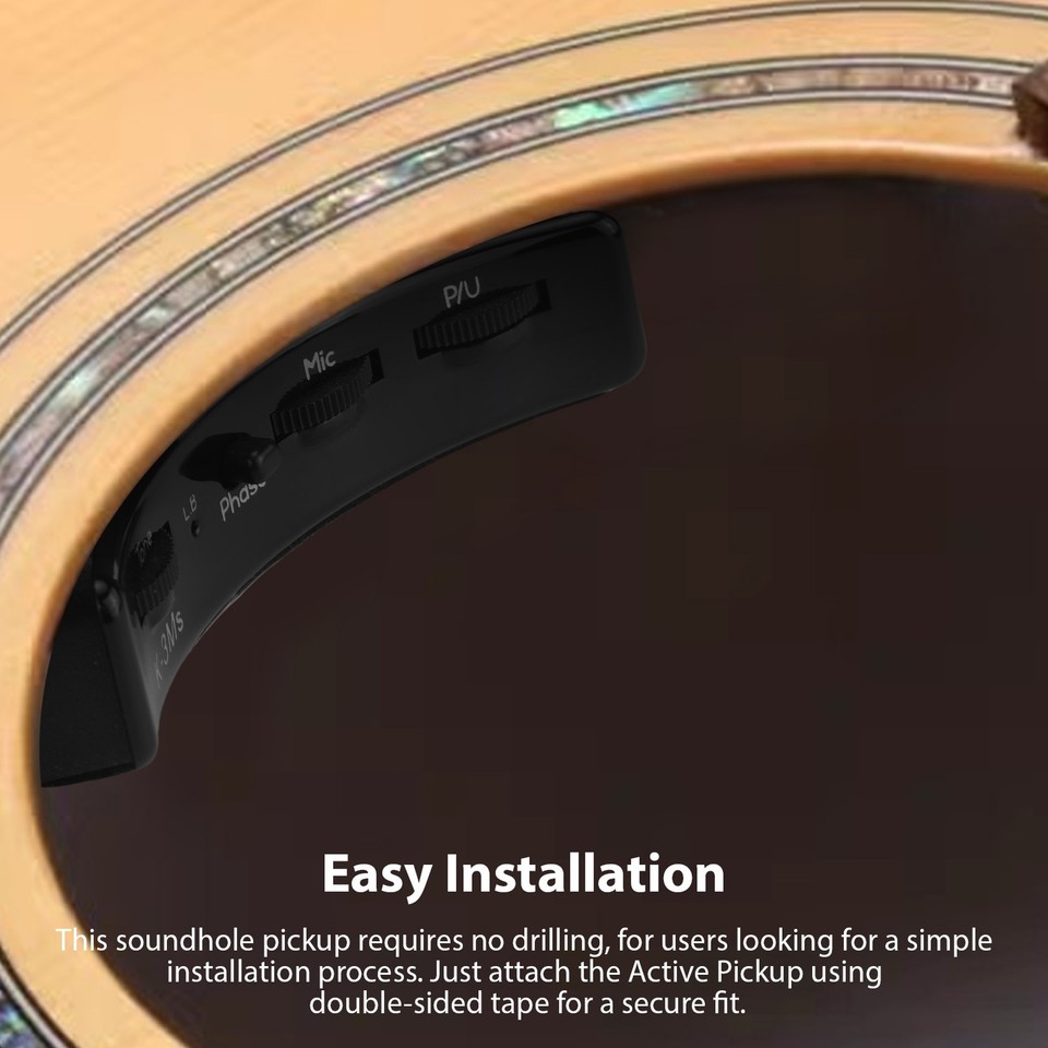 Soundhole Acoustic Guitar Soundhole Pickup Active Piezo & Mic Volume/Tone Adjust ...