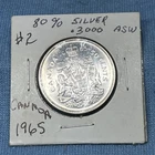 1965 Canada 50 Cents Canadian Half Dollar, .800 Silver  # 2 UNC