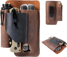 Gentlestache Leather Multitool Sheath - Belt Clip EDC Belt Organizer - Leather M