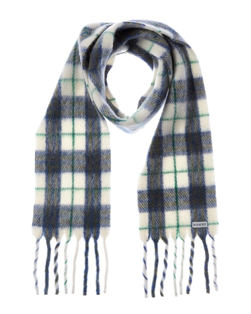 Burberry Check Wool-Blend Scarf Women's Blue