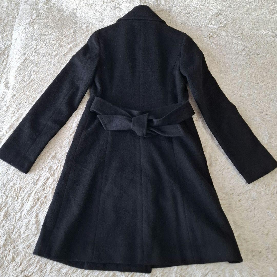 BURBERRY Blue Label Angora Wool Double-Breasted Long Coat Black Size S Small thumbnail 10