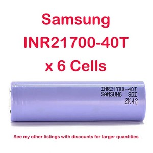 Samsung INR21700-40T Lithium-Ionen Akku/Zelle - 4Ah - 30A bis 35A --- 6 x Zellen