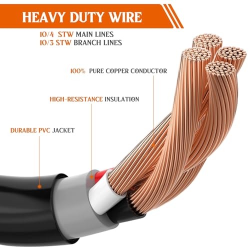 Kanayu RV Y Adapter Power Cord Compatible with NEMA 50 14-50P to TT-30R & 5-15R