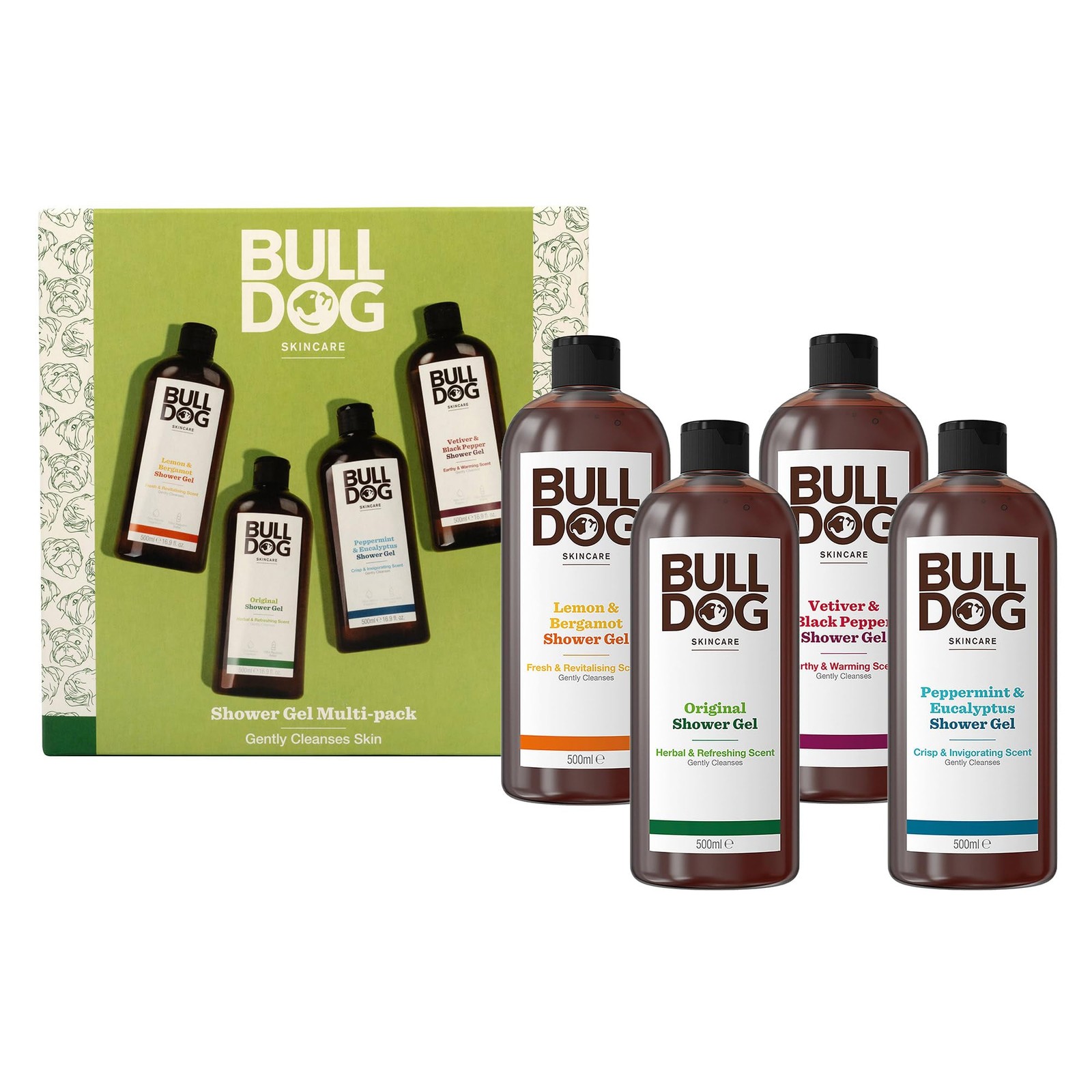 BULLDOG SKINCARE Multi-Fragrance Shower Gel Men Giftset, 4 x 500ml Pack - Image 2