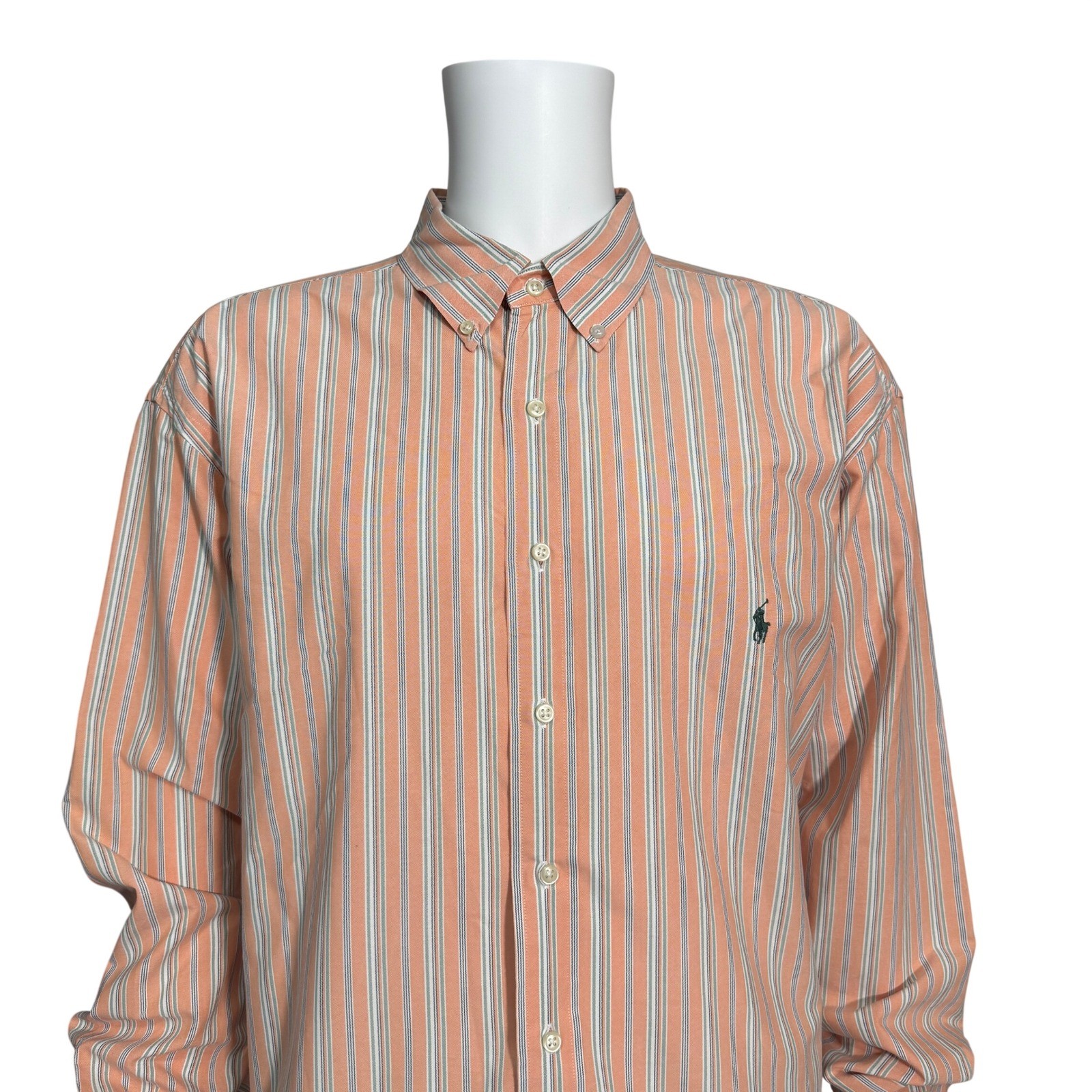 Ralph Lauren Mens Classic Fit Striped Button Down Shirt 2XL Tall Orange thumbnail 3