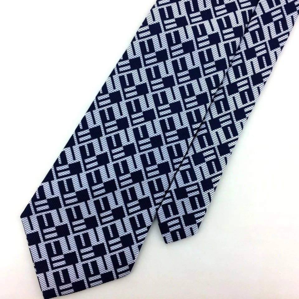 Turnbull & Asser Англии галстук темно-синий белый геометрический галстук роскошь мужчин шелк L3 новый - Изображение 4 из 4