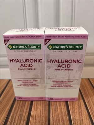 (2) Nature s Bounty Hyaluronic Acid + Vitamin C 120 Caps X2 - EXP 27  -FAST SHIP