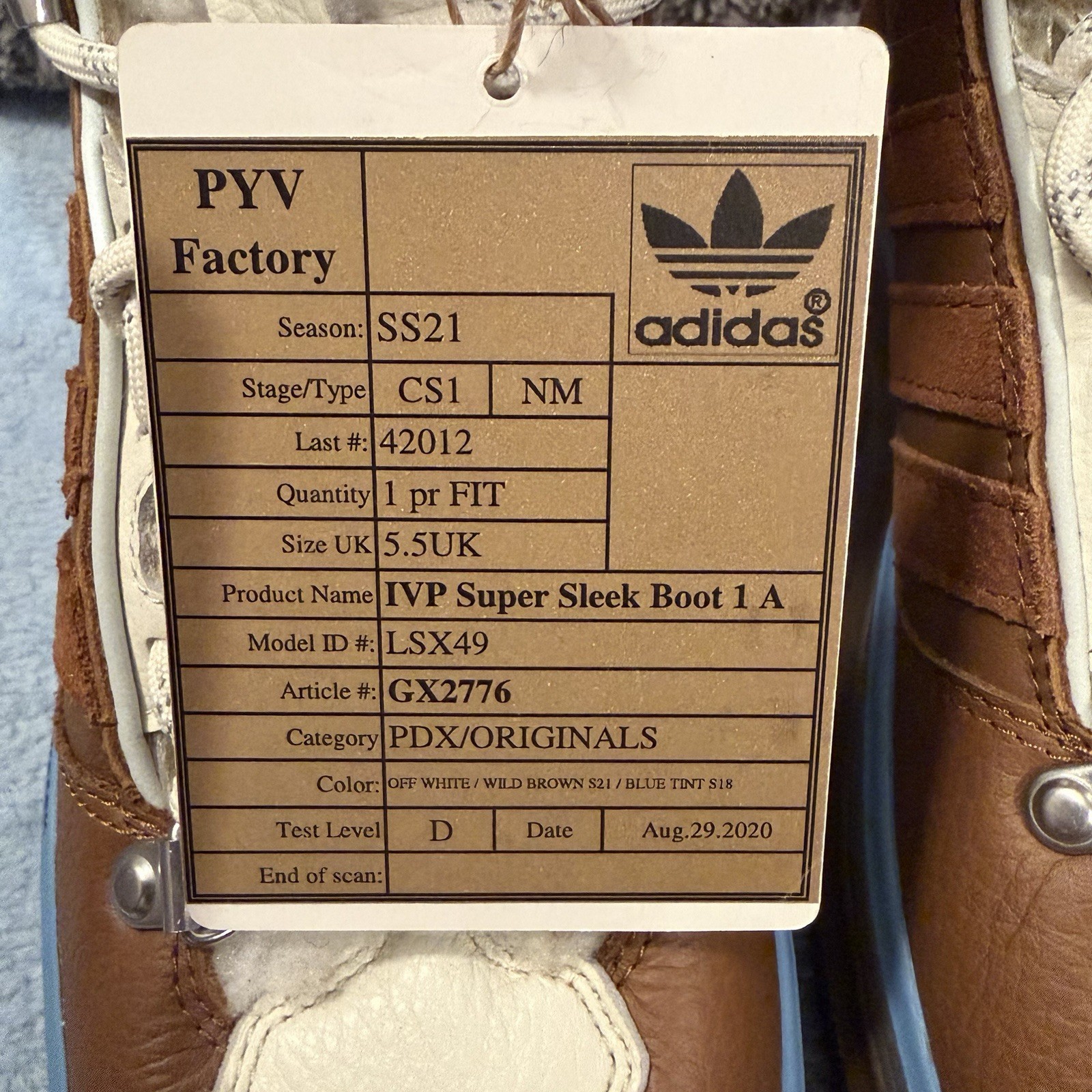 RARE NEW SAMPLE adidas x Ivy Park Super Sleek Boot Icy Park Tan White Blue SZ 7 image 6