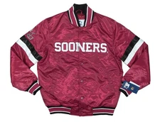 Starter Oklahoma Sooners Snap Front Satin Men's Jacket NWT Crimson Red