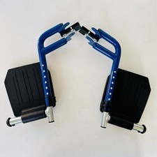 Wheelchair Foot Leg Rest Pair Adjustable Blue Footplate
