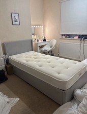 Light Grey Single Bed Frame with ottoman storage (WITHOUT MATTRESS)