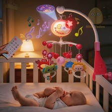 Baby Crib Mobile Toy with Lights and Music Star Projector Musical Box 108 Song