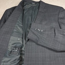 Jos. A. Bank Traveler Blazer Mens 46R Charcoal Grey Glen Plaid Sport Coat