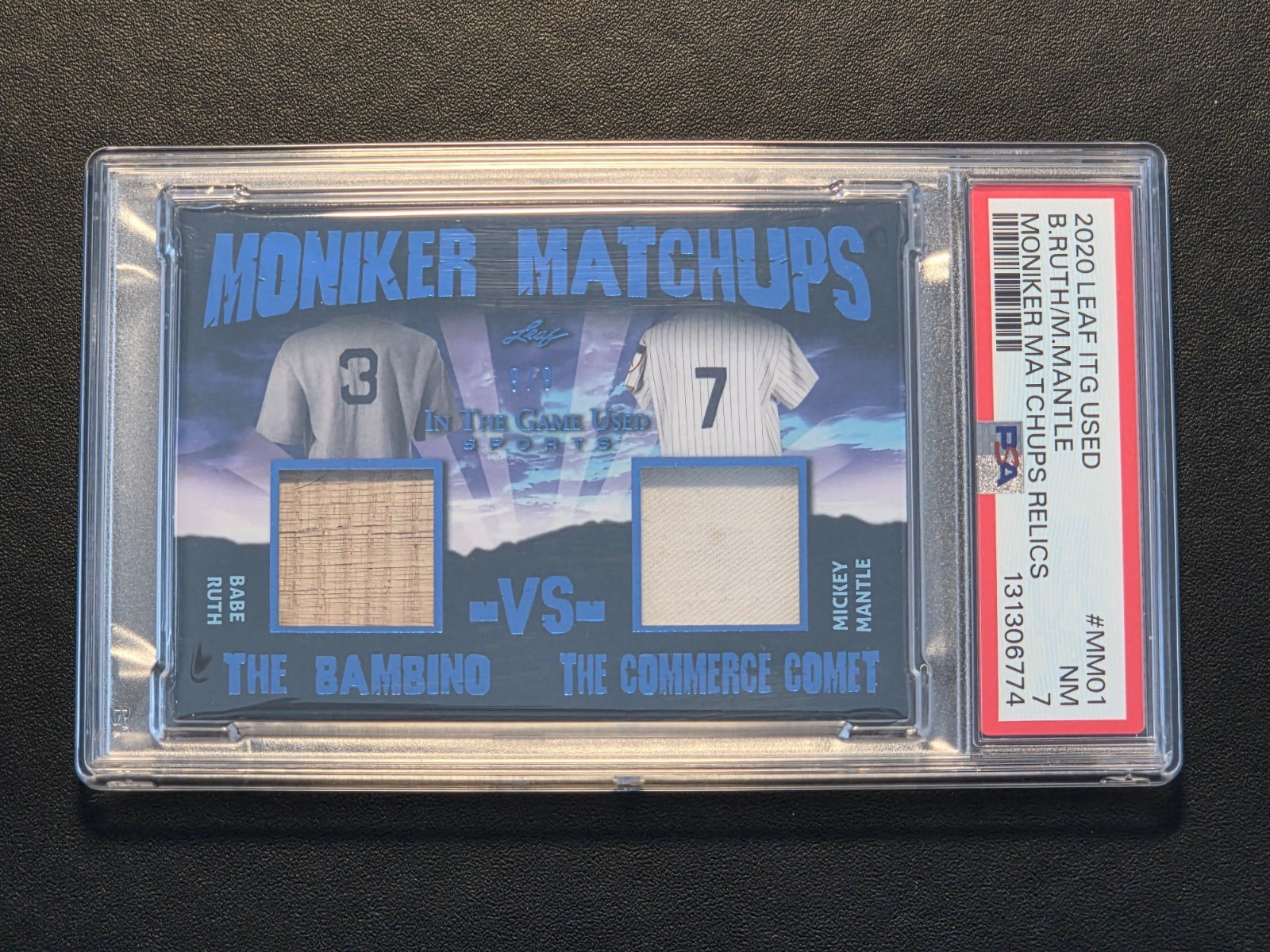 BABE RUTH and MICKEY MANTLE GAME USED JERSEY BAT CARD 9/9 2020 LEAF YANKEES ITG