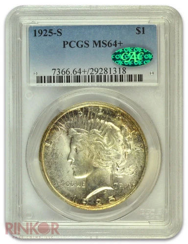 1925-S $1 Peace Dollar PCGS MS 64+ CAC