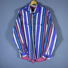 VTG Wrangler Brushpopper Shirt Striped X-Long Tails Western Rodeo Cowboy 17-35