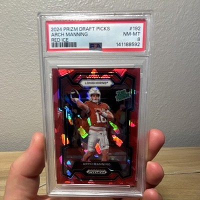 2024 Panini Prizm Draft Picks Arch Manning Rated Prospect #192 Red Ice PSA 8 RC